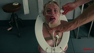 Human toilet swallows dozens of loads and gets a rough face fucking and ass fucking