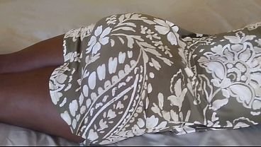 Spying a Sexy African Milf in dress with no underwear fucked by Stepdad
